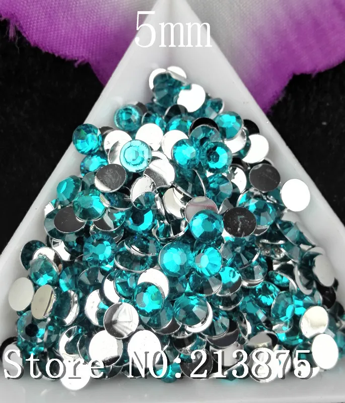 Бесплатная доставка 2500 шт. 14 граней синяя павлинья смола 5 мм стразы с плоским
