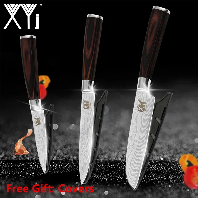 E. 3 Pcs Set XYj кухонные ножи, нож из нержавеющей стали, инструменты, Новое поступление, цветов, деревянная ручка, инструменты для приготовления фруктов, овощей, мяса, аксессуары - Цвет: E. 3 Pcs Set