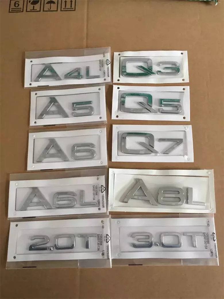 Хром задний багажник Письма Количество Знак Эмблемы для Audi A3 A4 A5 A6 A7 A8 A4L A6L A8L |