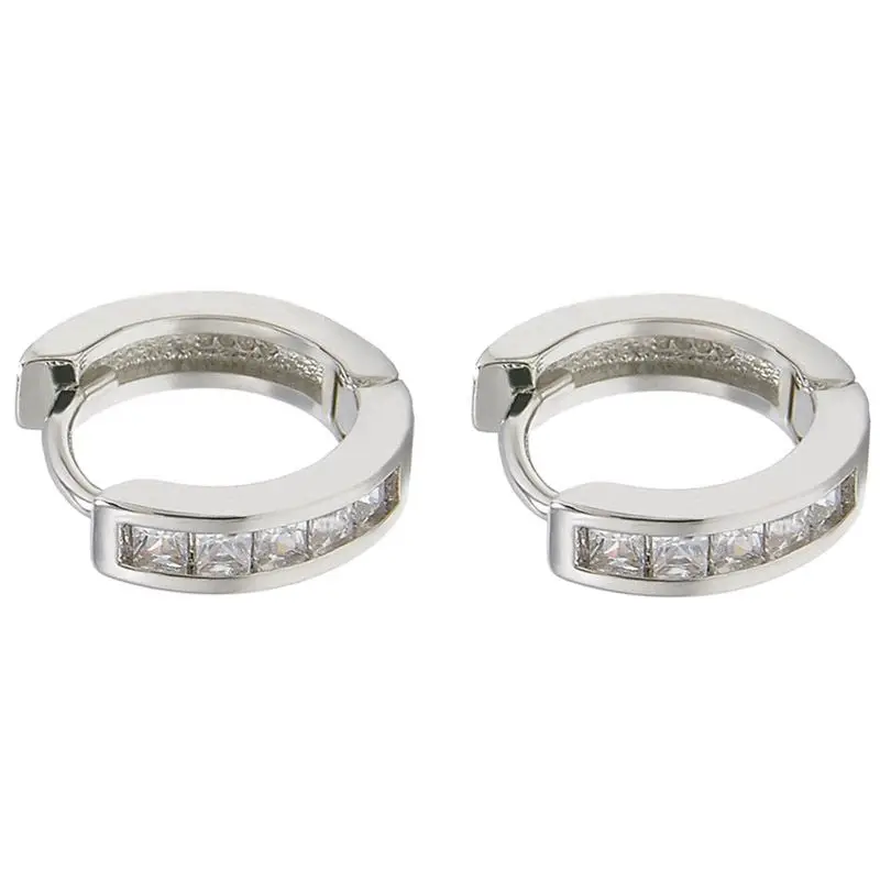 Rhinestone Crystal Huggie Earrings Silver | Украшения и аксессуары