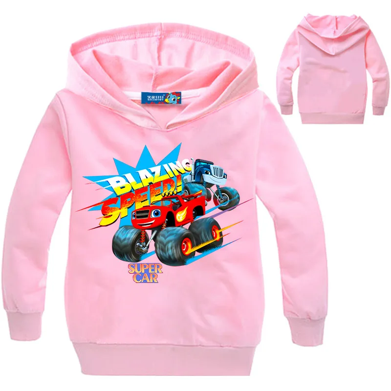 Розовый Футболка Blaze Car, одежда для мальчиков и девочек, свитер с длинными рукавами, толстовки, футболки, детские футболки, футболки, одежда для малышей - Цвет: Розовый