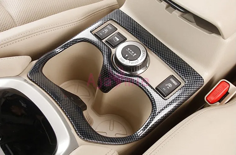2014-2017 Interior Water Cup Holder Cover Trim Overlay Carbon Fiber 1 pcs Chrome Car Styling For Nissan X-trail Accessories | Автомобили и