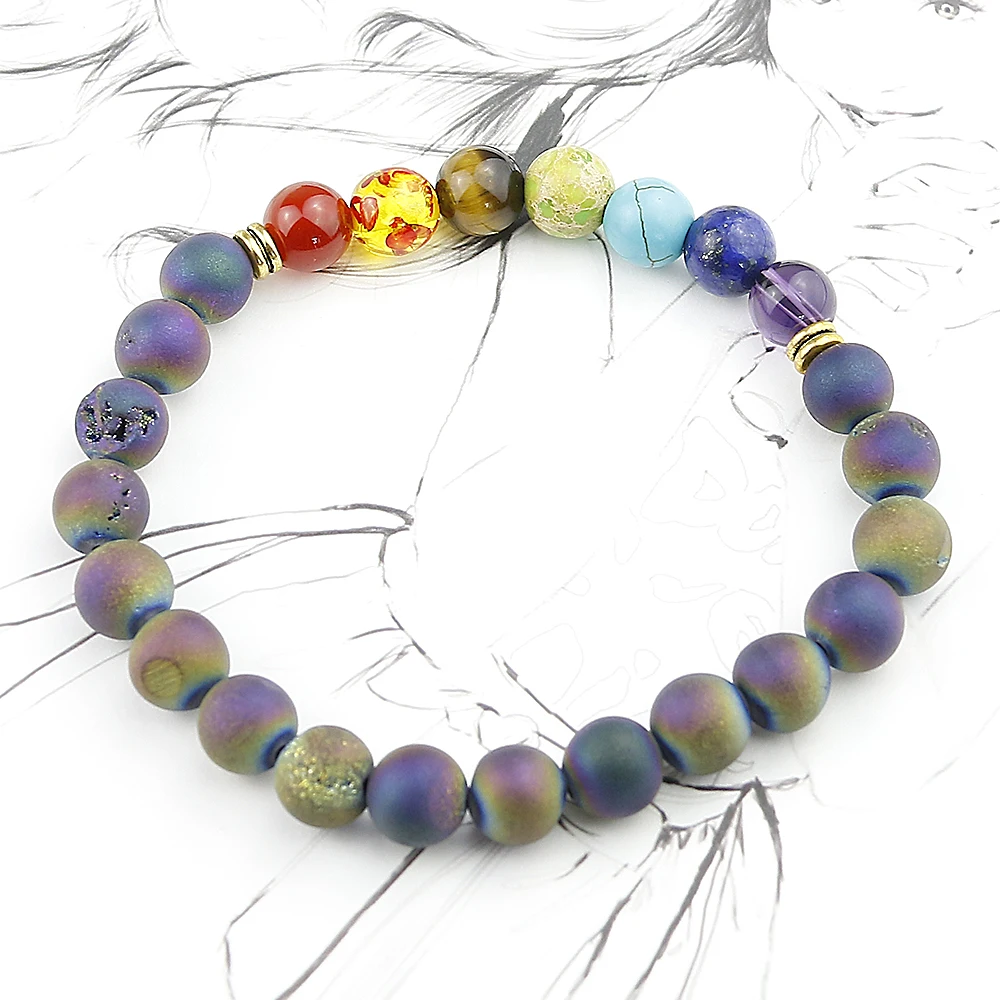 Разноцветный 7 чакр лечебный Балансирующий браслет с бусинами Йога энергия