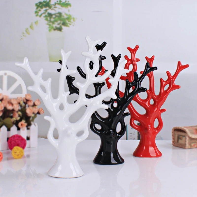 

White/Red/Black Ceramic Tree for Home Accessories Wedding Gift Decoration -1Pcs
