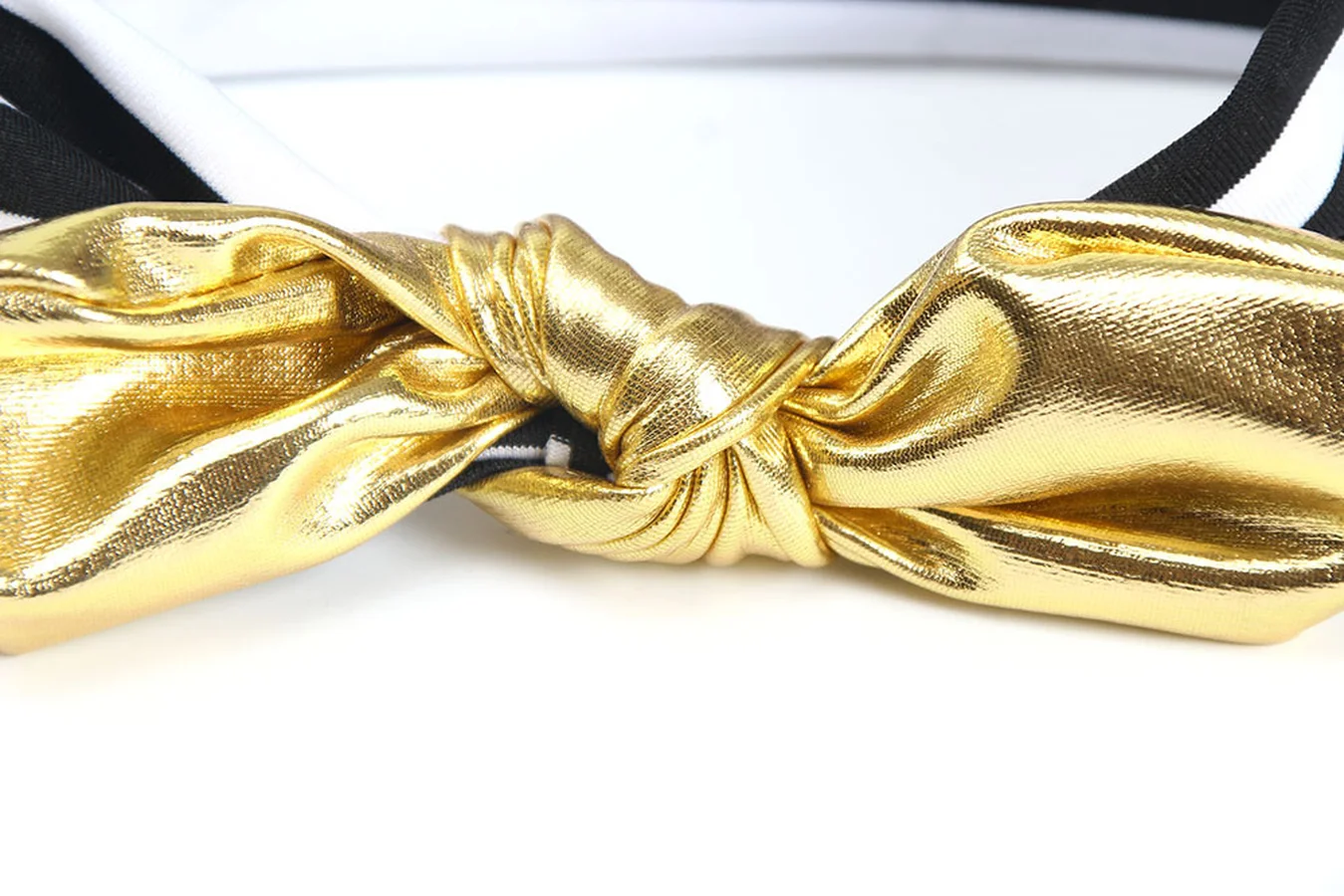 Fashion Children's Bronzed Rabbit Ear Girls Striped Band Knots Elastic Headband Baby Hair Ornaments Kids Accessories WT022 | Детская