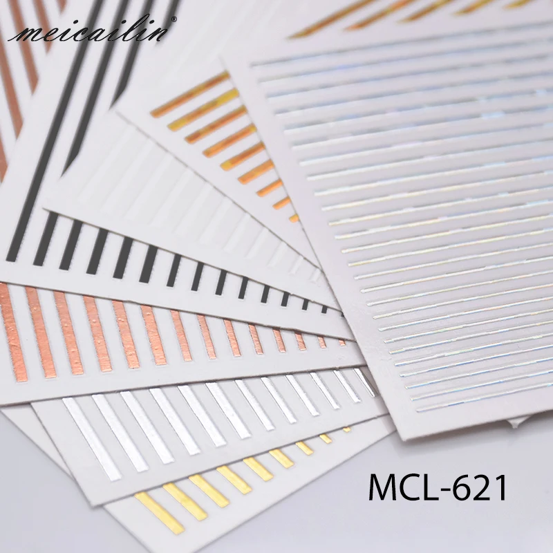 1pc Silver Gold White 3D Nail Sticker Metal Stripe Line Nail Stickers Adhesive Strip Tape Nail Art Stickers Decals Decorations