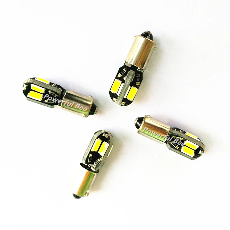 2 x BAX9S H6W 4W 8SMD Автомобильные светодиодные зазорные огни белый теплый CE RoHS боковые