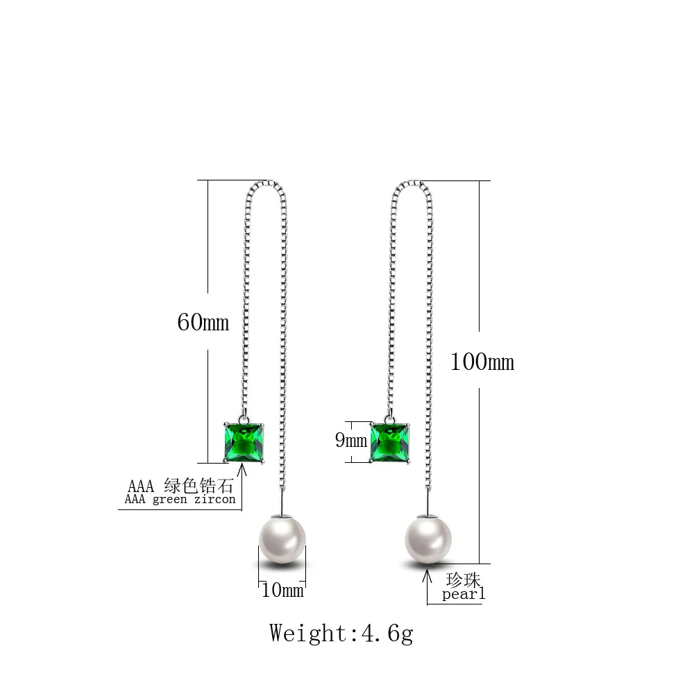Simple Inlay CZ Imitation Pearl LONG Tassels Dangle Earring for Women Silvery color ear Jewelry Gift Drop Shipping | Украшения и