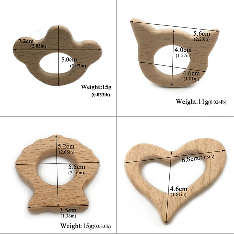 Mordedor de madera para beb&eacute;, juguetes de dentici&oacute;n de madera Natural para beb&eacute;, mordedor de animales de madera para ni&ntilde;o peque&ntilde;o, juguetes calmantes para aliviar el dolor-4