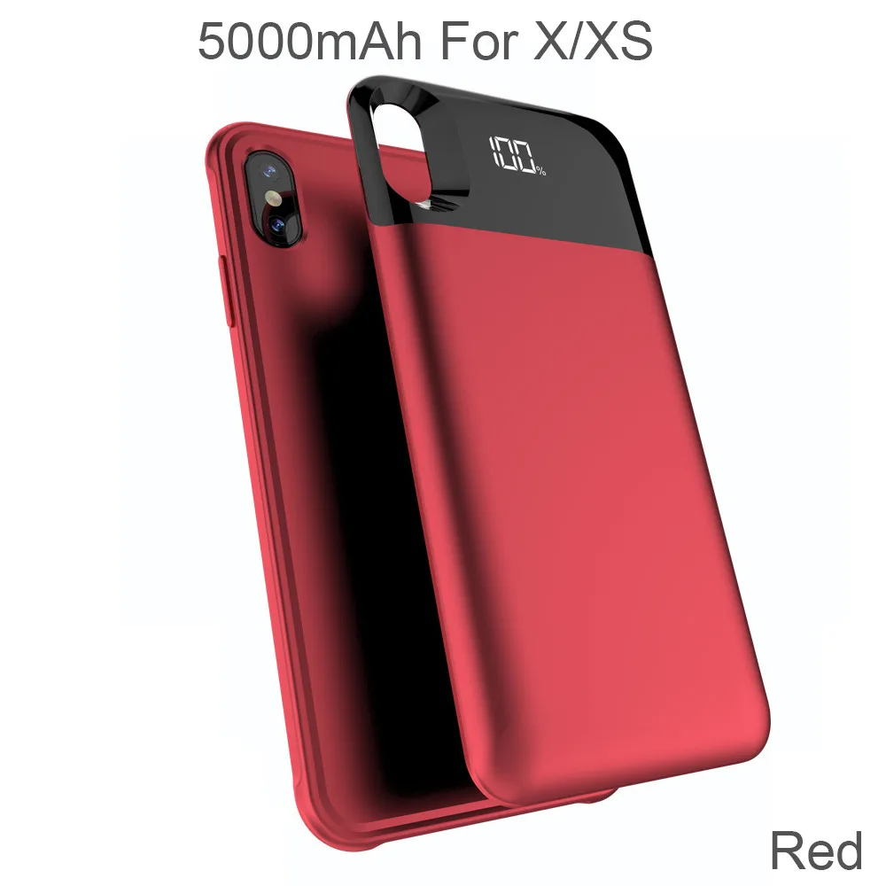 5000mAh For X XS XGODY 5500 мАч смарт-Аккумулятор Чехол для iPhone X XS XR XS MAX тонкий внешний зарядный чехол для запасная аккумуляторная батарея для iphone резервного копирования Чехол экран - Цвет: 5000mAh For X XS