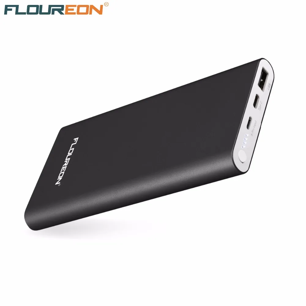 Floureon power Bank 12000 мАч 2GN-C 3A выход Dual usb type C освещение внешнее зарядное устройство для iPhone X iPad смартфонов