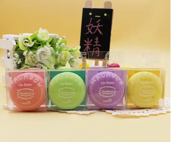 1pc Makeup Round candy color Moisturizing macaron lip balm Natural Plant Sphere lip gloss Lipstick Fruit Embellish lip smacker