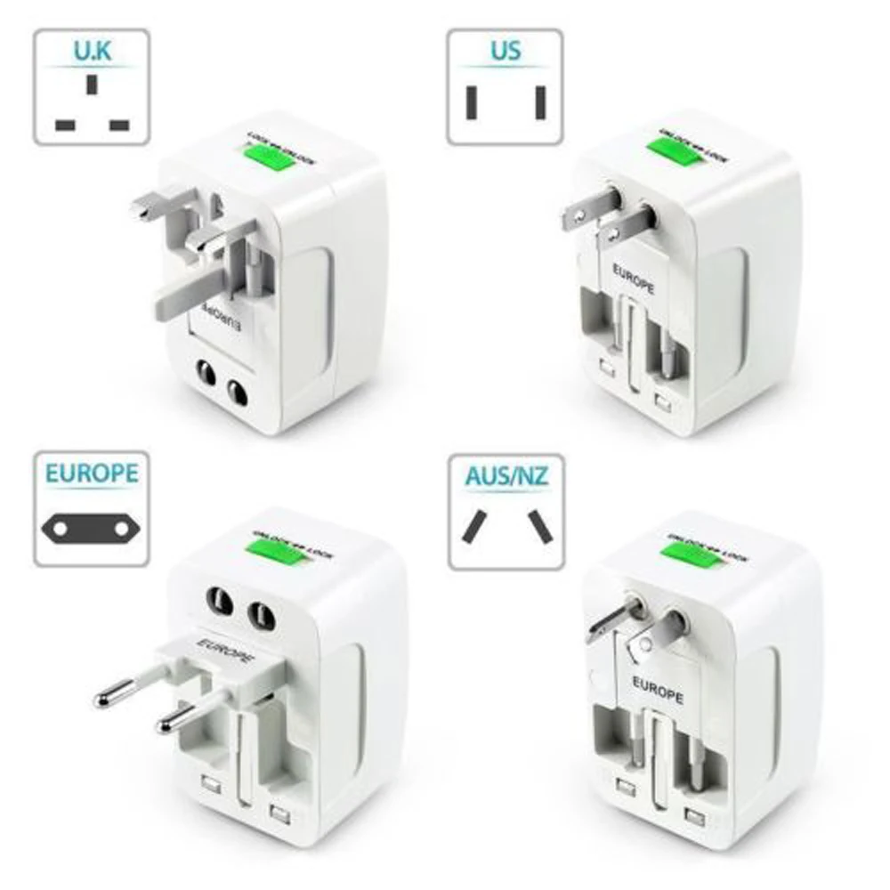 Универсальный международный штепсельный адаптер, 2 USB порта, мировое путешествие, AC зарядное устройство, адаптер с AU, US, UK, EU, переходник