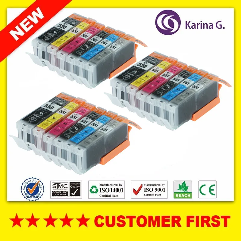 

Чернильный картридж для Canon, 18 шт., чернильный картридж для CANON MG6350, MG7150, iP8750, MG7550, принтер с чипом full ink GY
