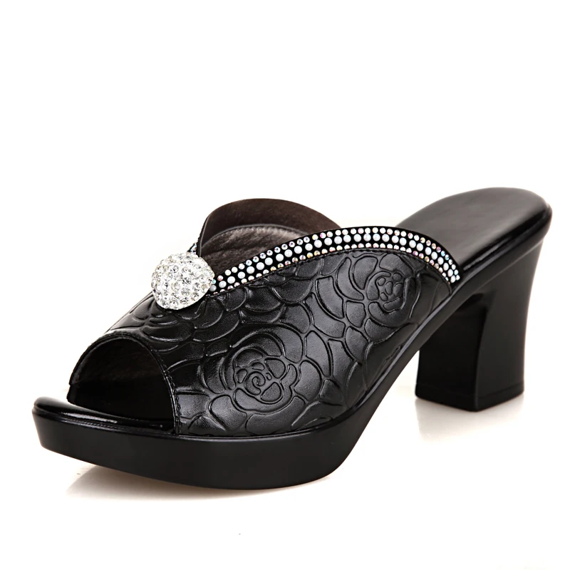 Женские босоножки со стразами удобная женская повседневная обувь на толстом