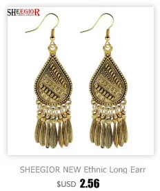 SHEEGIOR Boho длинные сережки для женщин Bijoux Femme милые золотые серебряные черные кисточки большая капля воды серьги-кольца, модные ювелирные украшения