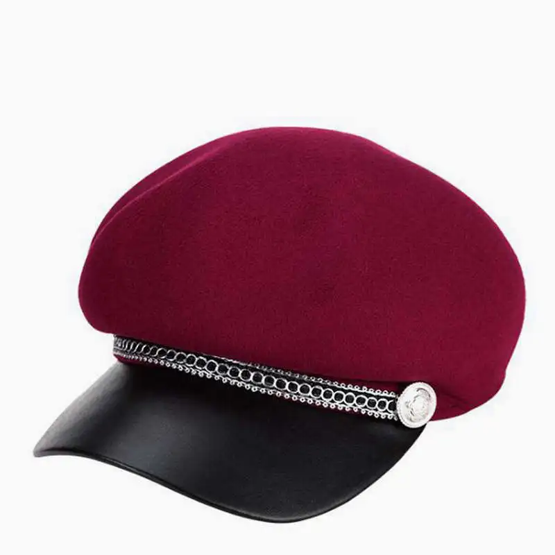 Новое поступление береты шапка женская зимняя высокое качество однотонная фетр