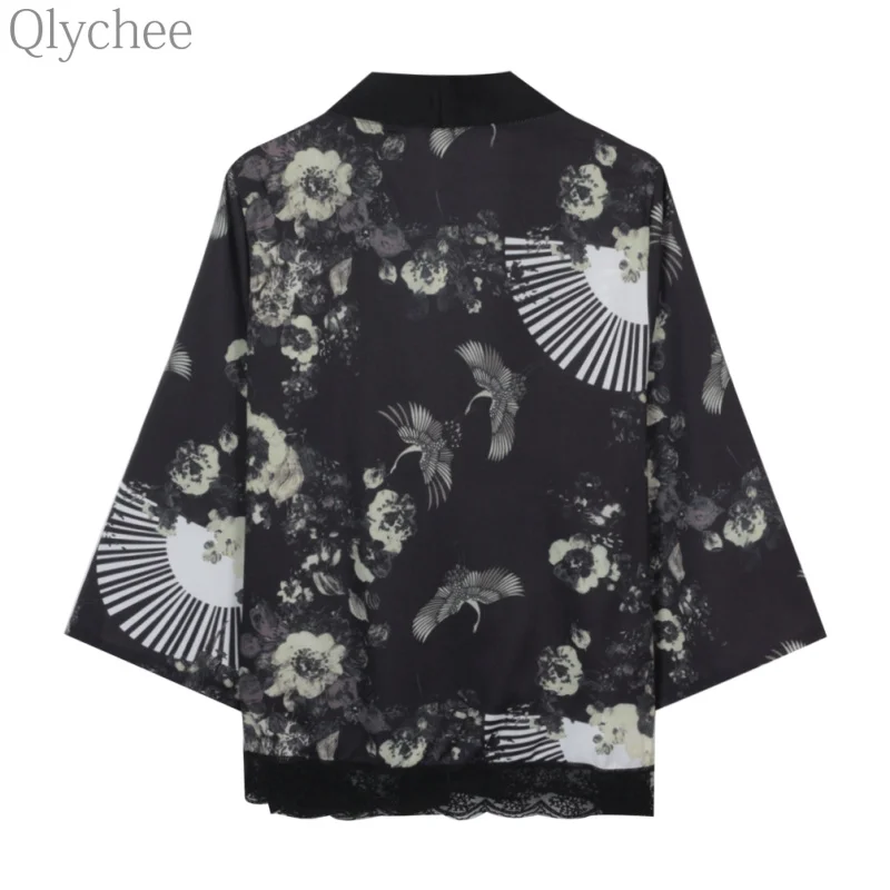 Qlychee Harajuku кран кардиган эластичный пояс мини юбка Drawsing три четверти рукав для