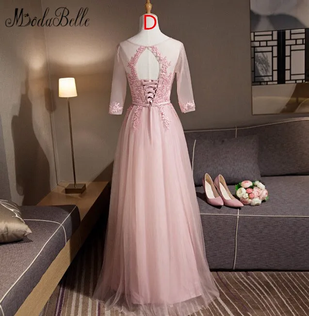 Style D Modabelle 4 стиля Бледно-розовый Длинные вечерние платья для Для женщин Robe Demoiselle D'honneur Свадебная вечеринка платье плюс Размеры - Цвет: Style D