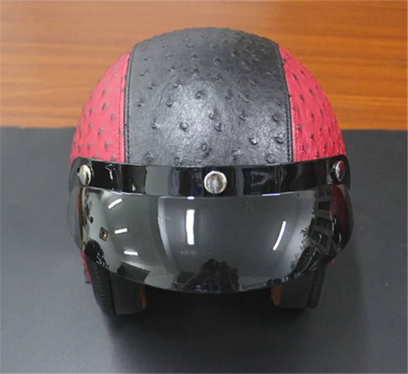 3/4 кожаный мотоциклетный шлем с открытым лицом винтажный для кафе гоночный Vespa