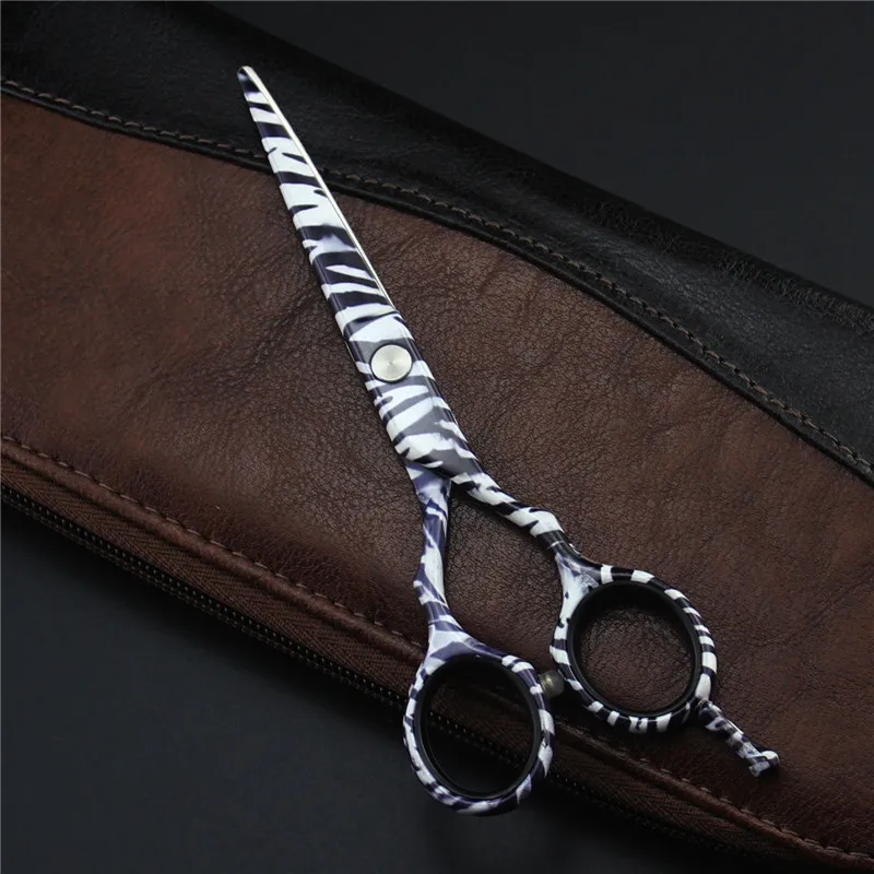 

Purple Dragon 5.5 inch Hairdressing Japanese Scissors Black White Zebra Pattern Hair Shears Professional High Quality 440c