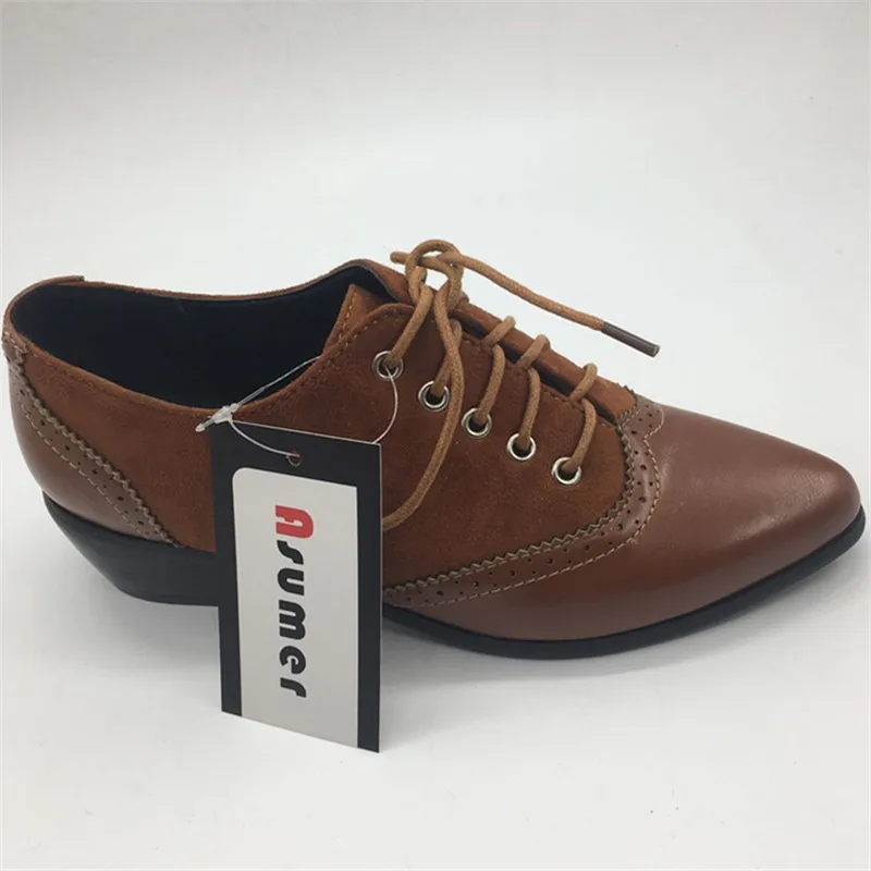 Asumer/Лидер продаж Женская обувь с острым носком на шнуровке Оксфорд sinels четыре