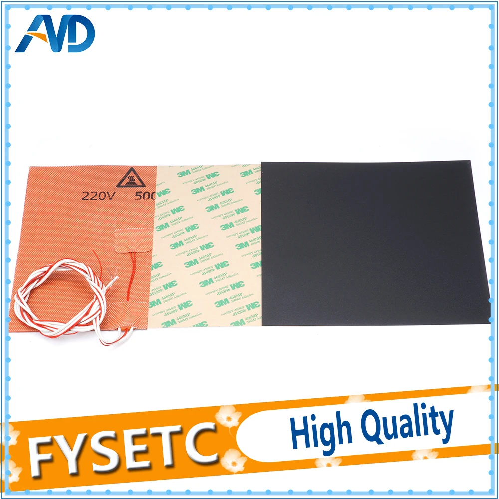200X200mm 220V 500W Silicone Heater Pad + 0.5/0.8/1mm Frosted Black Build Surface Polyetherimide Cold PEI Sheet For Prusa i3 | Компьютеры