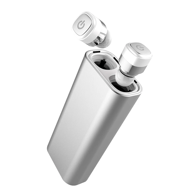 Silver Беспроводные наушники VAORLO TWS с шумоподавлением HiFi V5.0, Bluetooth наушники, гарнитура, стерео мини наушники, зарядное устройство, Дополнительный внешний аккумулятор - Color: Silver