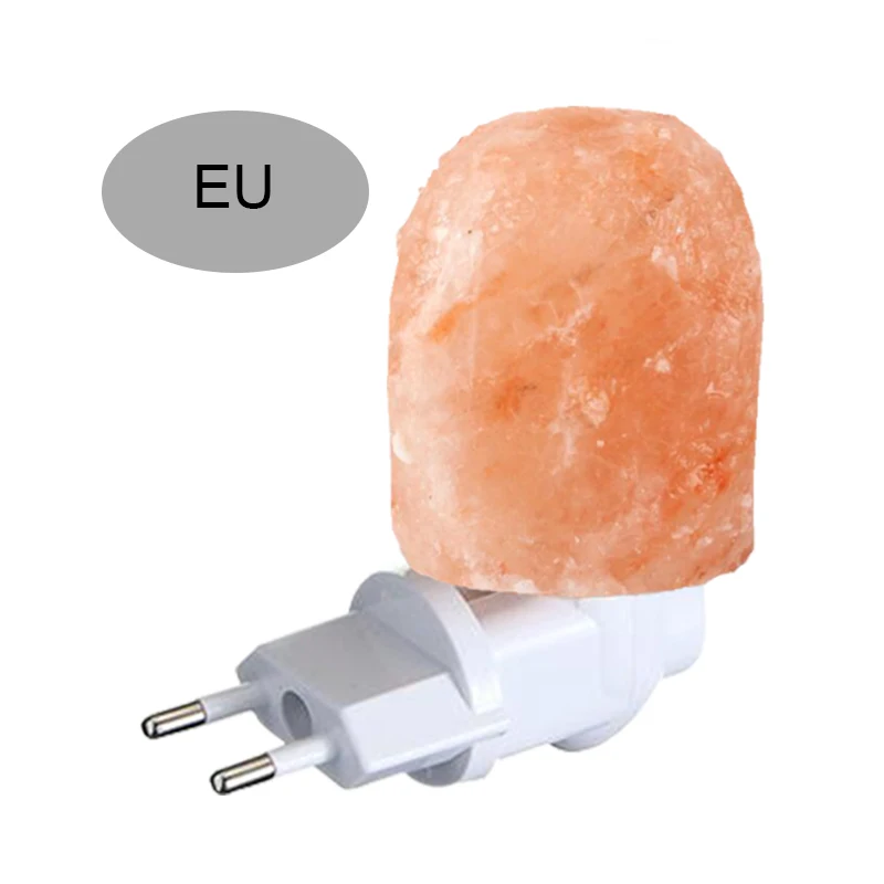EU Plug Вращающийся мини-Соляной Ночной светильник, натуральный гималайский кристалл, каменная соль, лампа ЕС/США, натуральная форма, соляная каменная настенная лампа - Испускаемый цвет: EU Plug