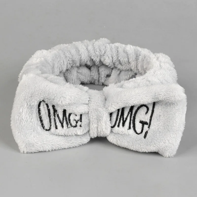 Gray Женский макияж из кораллового флиса OMG повязка на голову мытье лица Мягкий держатель для волос эластичный Топ узел повязки для волос девушка аксессуары для волос - Цвет: Gray