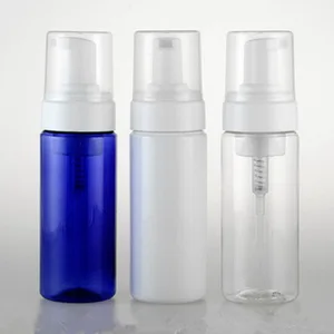 Пустая многоразовая Вакуумная бутылка для ПЭТ 20 шт.лот, 150 мл, Пенообразователь для пены, диспенсер для лосьона, белый, синий, прозрачный, с прозрачной крышкой