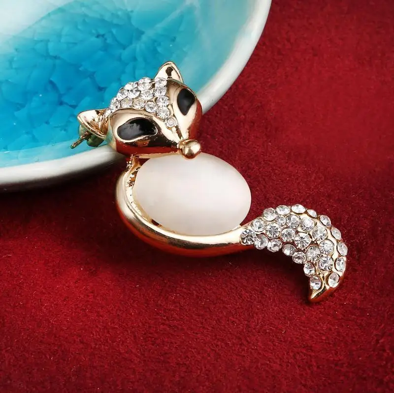 Hesiod Fashion Jewelry Wholesale Crystal Brooch Pin Smile Fox Full Rhinestone With Big Cat Eye Gem Nice Gift For Girl | Украшения и
