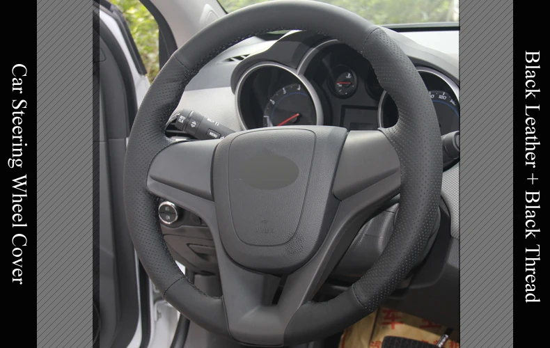 LQTENLEO черный чехол рулевого колеса автомобиля из натуральной кожи для Chevrolet Cruze 2008- Aveo 2010- Orlando 2009- Trax 2013