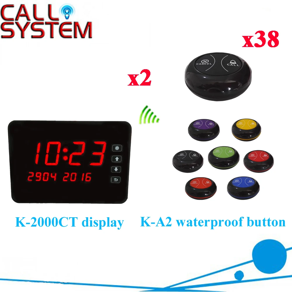 

Waiter Bell Pager System Wireless Good Quantity With Beautiful Design 433.92MHZ By CE Cerfication( 2 display+38 call button )