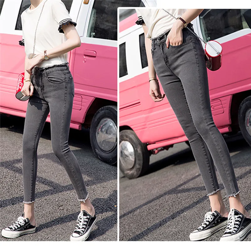 Женские облегающие джинсы повседневные Однотонные эластичные до щиколотки с