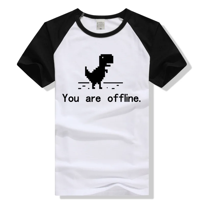 TEEWINING Pixel Динозавр Футболка это толпа Футболка мужская футболка Geek Tee You Are Offline - Цвет: Black Sleeve