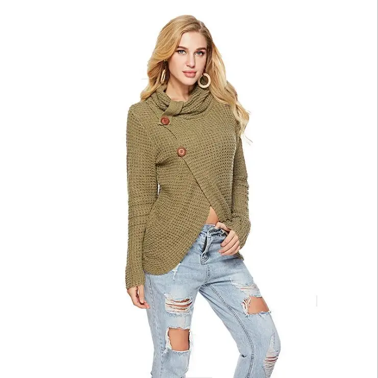 

Crop pullovers tops women's turtleneck Sweater Cross Top Jumper Ladies Warm Sweater thick Winter Cable Oversized Sweater