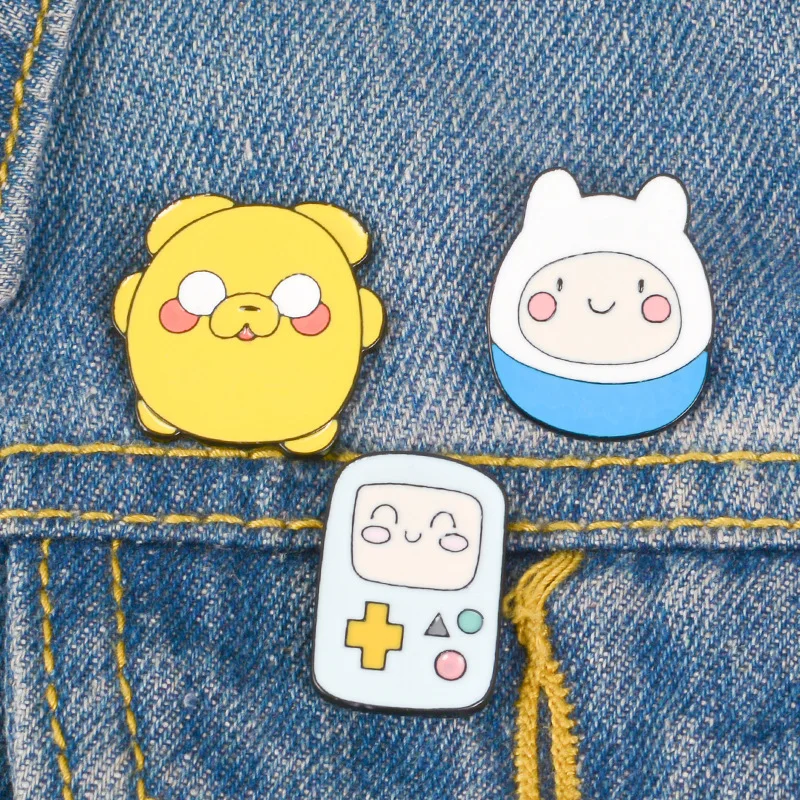 MINGQI Cartoon Adventure Time Finn and Jake Enamel brooches Button Badge pins Jewelry friend kids bag hat cloth accessories | Украшения и