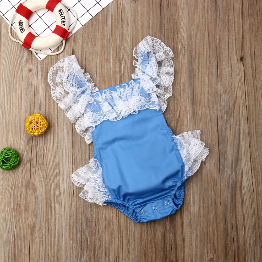 Newborn Baby Girl Lace Ruffle Patchwork Romper Bodysuit Outfits Clothes Summer | Детская одежда и обувь