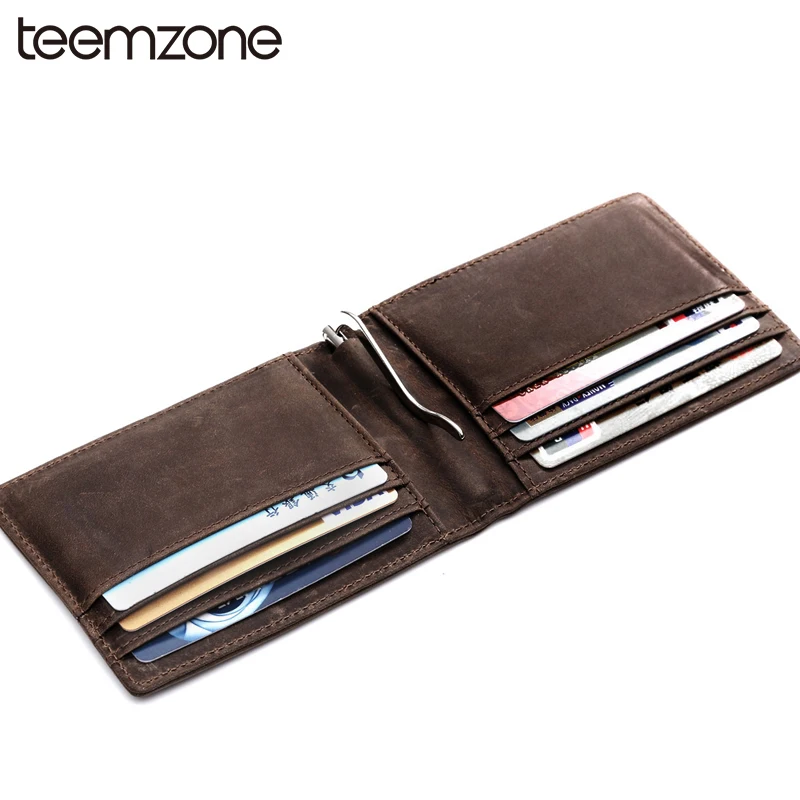 Деловые модные мужские кошельки из натуральной кожи с зажимом для денег Тонкие