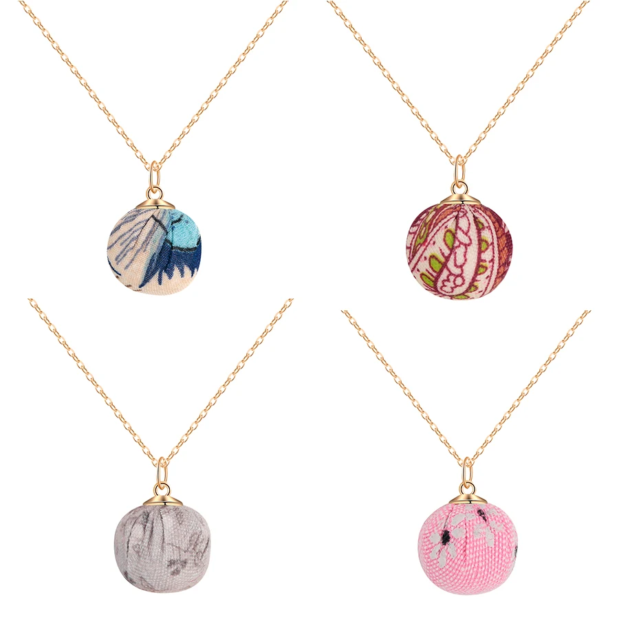 CHENGXUN Women Fashion Necklace Colorful Print Cloth Ball Pendant Choker Metal Chain for Girls Party Decoration | Украшения и