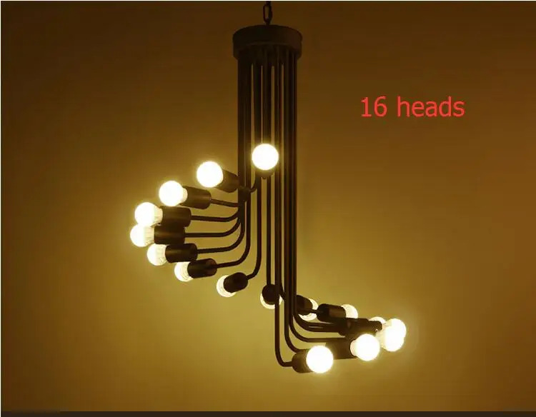 Industry Loft Vintage Chandelier Black Iron Wind Spiral Stairs Pendant Lamp Retro Living Room Lighting Fixture LED E27 110V-240V | Лампы и