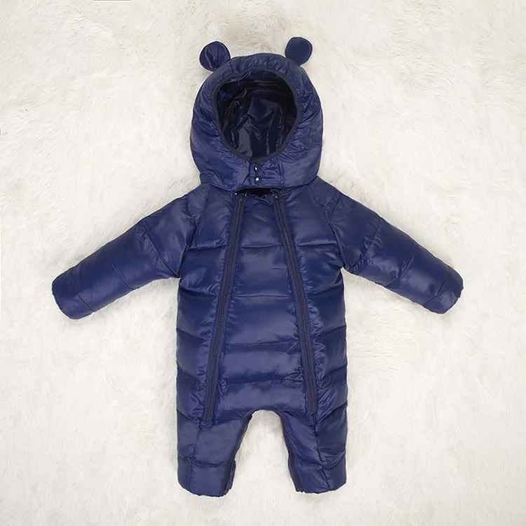 

Милые детские пальто и куртки с капюшоном на утином пуху, комбинезон, детская теплая одежда для малышей, зимние комбинезоны для новорожденн...