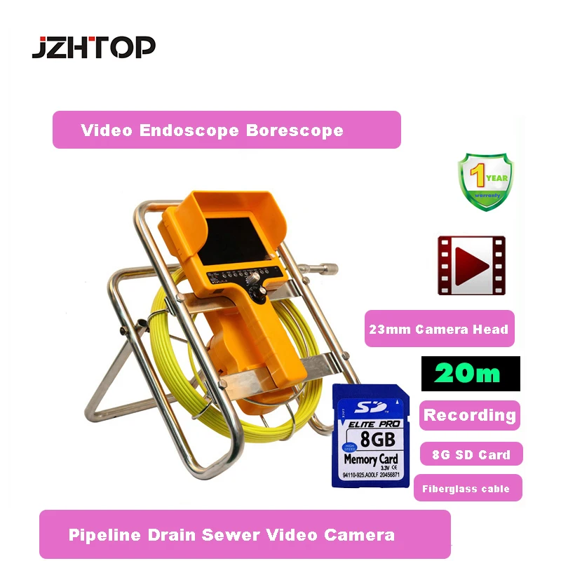 Ручной трубчатый эндоскоп бороскоп с кабелем 35 м 23 мм для обследования потока