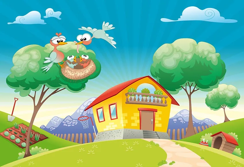 Виниловый фон для фотосъемки с изображением птицы и дерева аксессуары