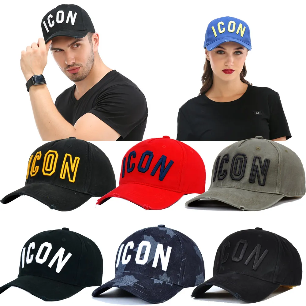DSQICOND2 Brand Summer ICON Letter Cotton Mens Baseball Cap Women Snapback Hat DSQ Hat Dad Hat Cotton Bone Trucker Cap