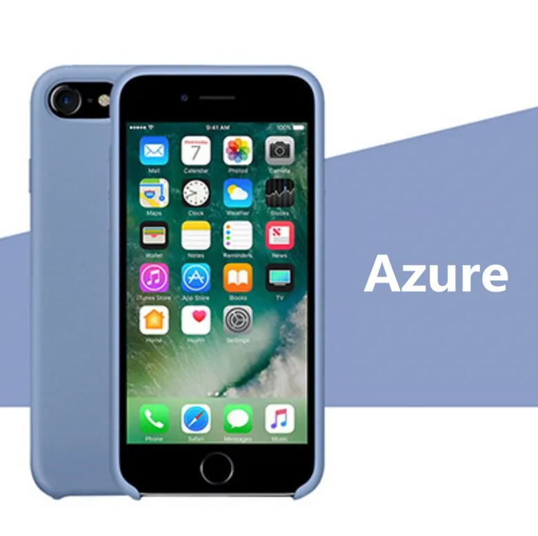 Azure AAAA+ качество с офоническим логотипом Жидкая силиконовая мягкая подушка из микрофибры чехол для телефона для Apple iPhone 7 plus 8 plus с розничной коробкой - Цвет: Azure