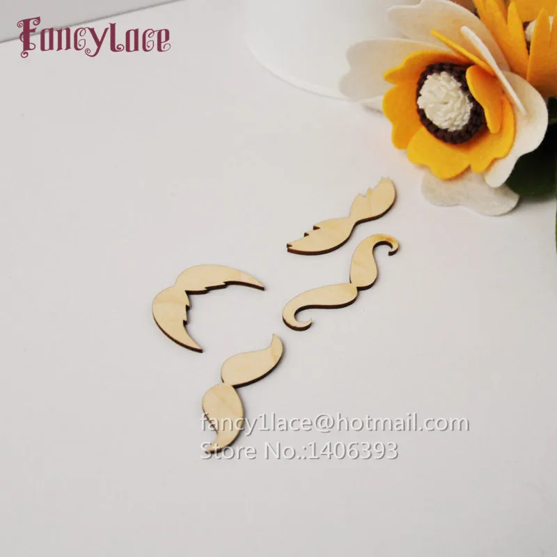 Новое поступление 4 вида стильных деревянных усов лазерная резка модные