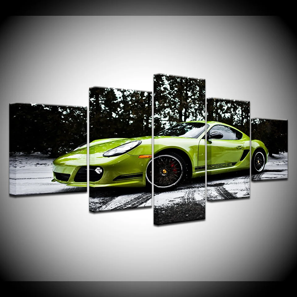 Модульная рамка с напечатанным зеленым спортивным автомобилем Картина на холсте