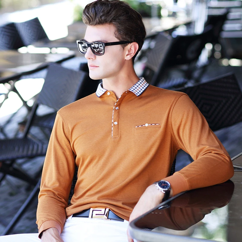 Hommes de chemise a manches longues POLO explosion models revers hommes dage moyen casionnels livraison|Поло| |